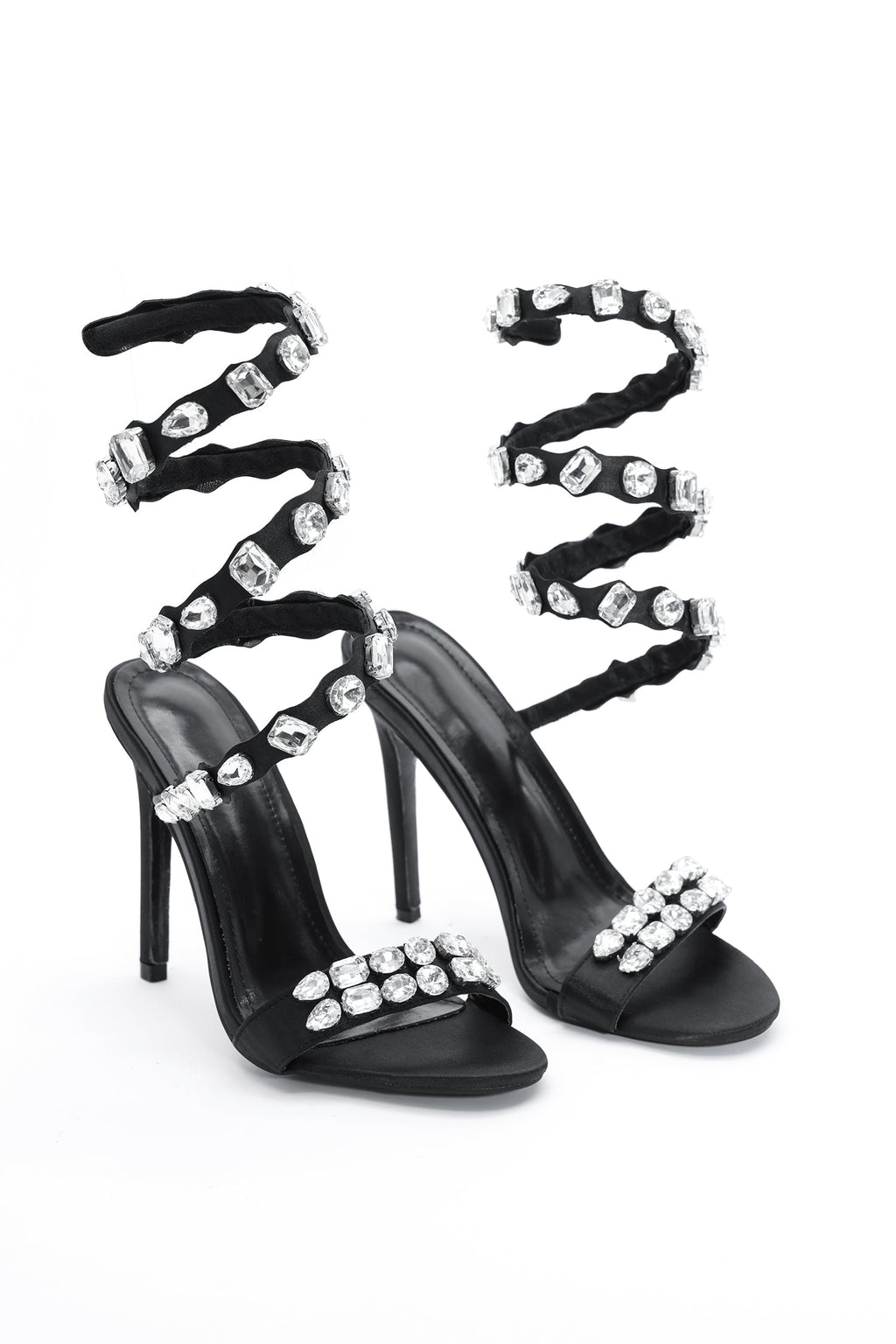Flowering Girl Women Laura Diamond Ankle Strap Stiletto Sandals - Black