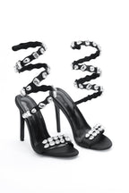Flowering Girl Women Laura Diamond Ankle Strap Stiletto Sandals - Black
