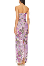 Flowering Girl Women Elara Floral Sequin Embroidered Strapless Maxi Dress - Purple