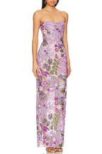 Flowering Girl Women Elara Floral Sequin Embroidered Strapless Maxi Dress - Purple