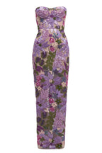 Flowering Girl Women Elara Floral Sequin Embroidered Strapless Maxi Dress - Purple