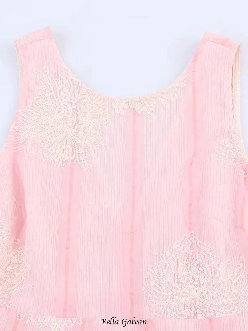 Crochet Sleeveless Backless Maxi Dress In Pink