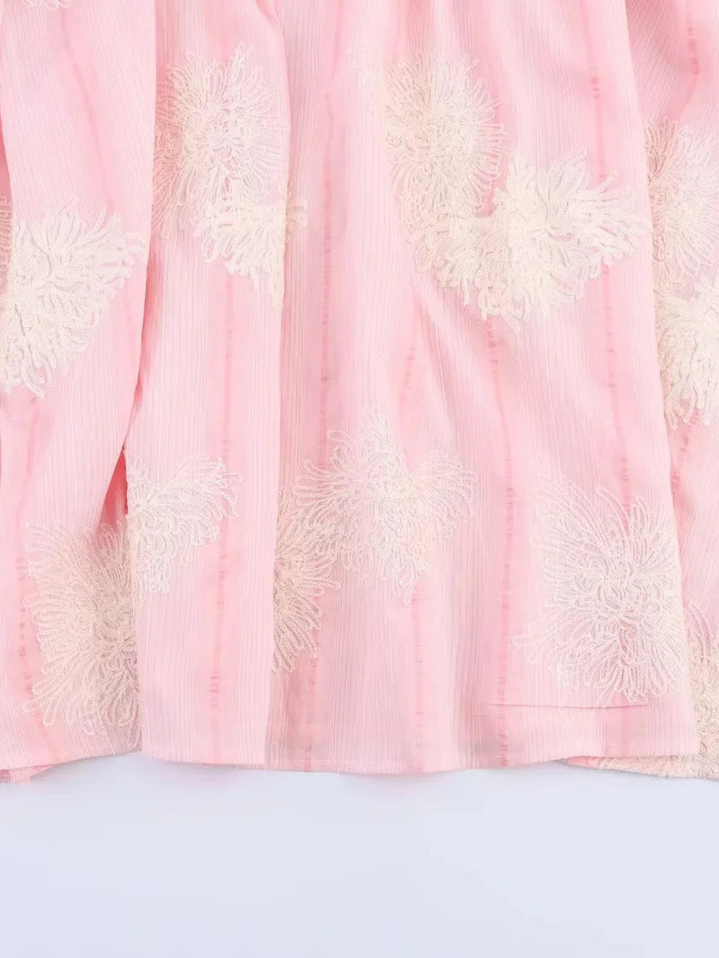 Flowering Girl Women Crochet Sleeveless Backless Maxi Dress In Pink