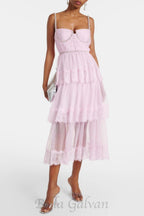 Flowering Girl Women Elgine Crystal-Embellished Lace-trimmed Midi Dress