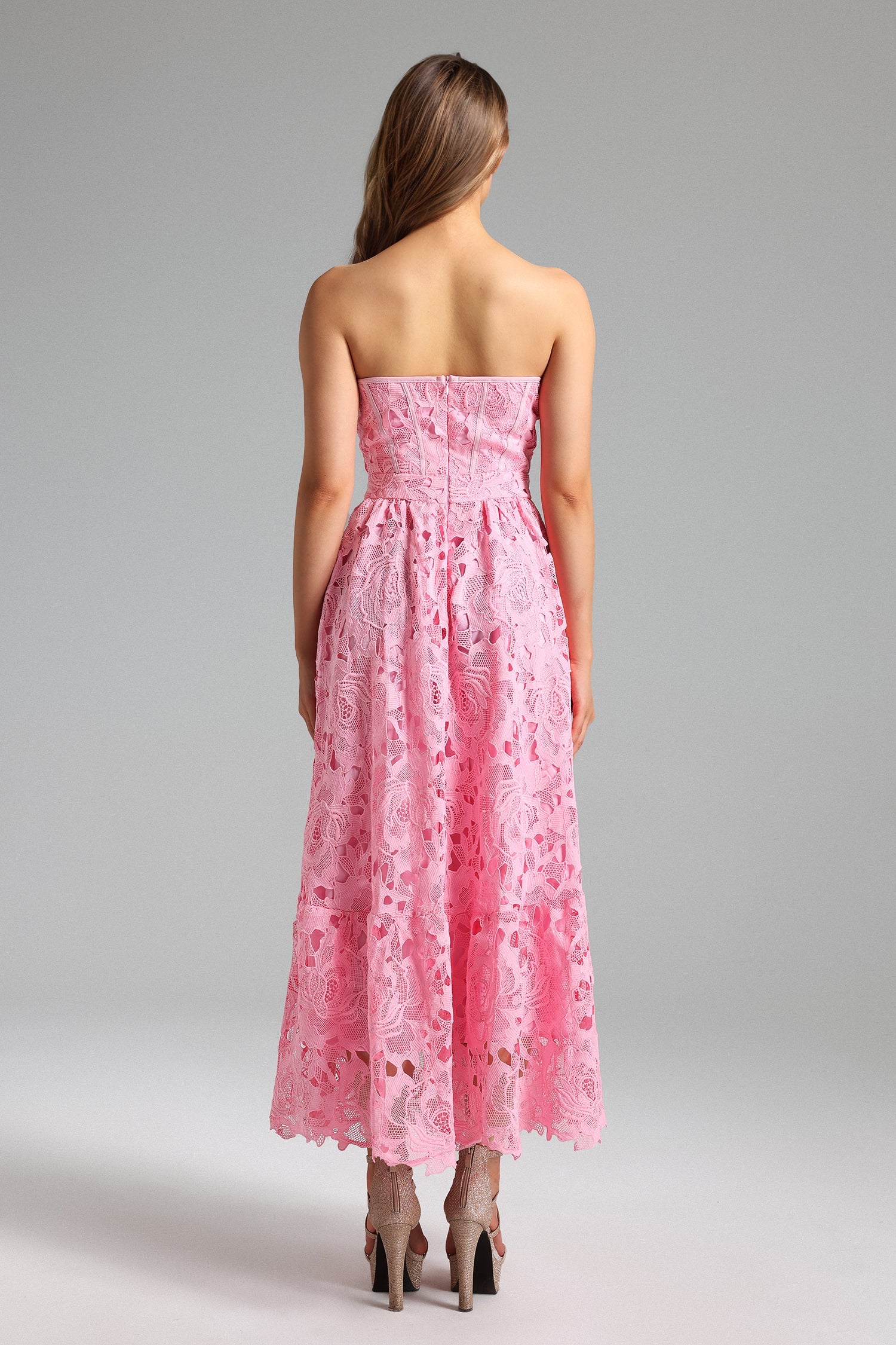 Flowering Girl Women Elio Lace Strapless Corset Maxi Dress