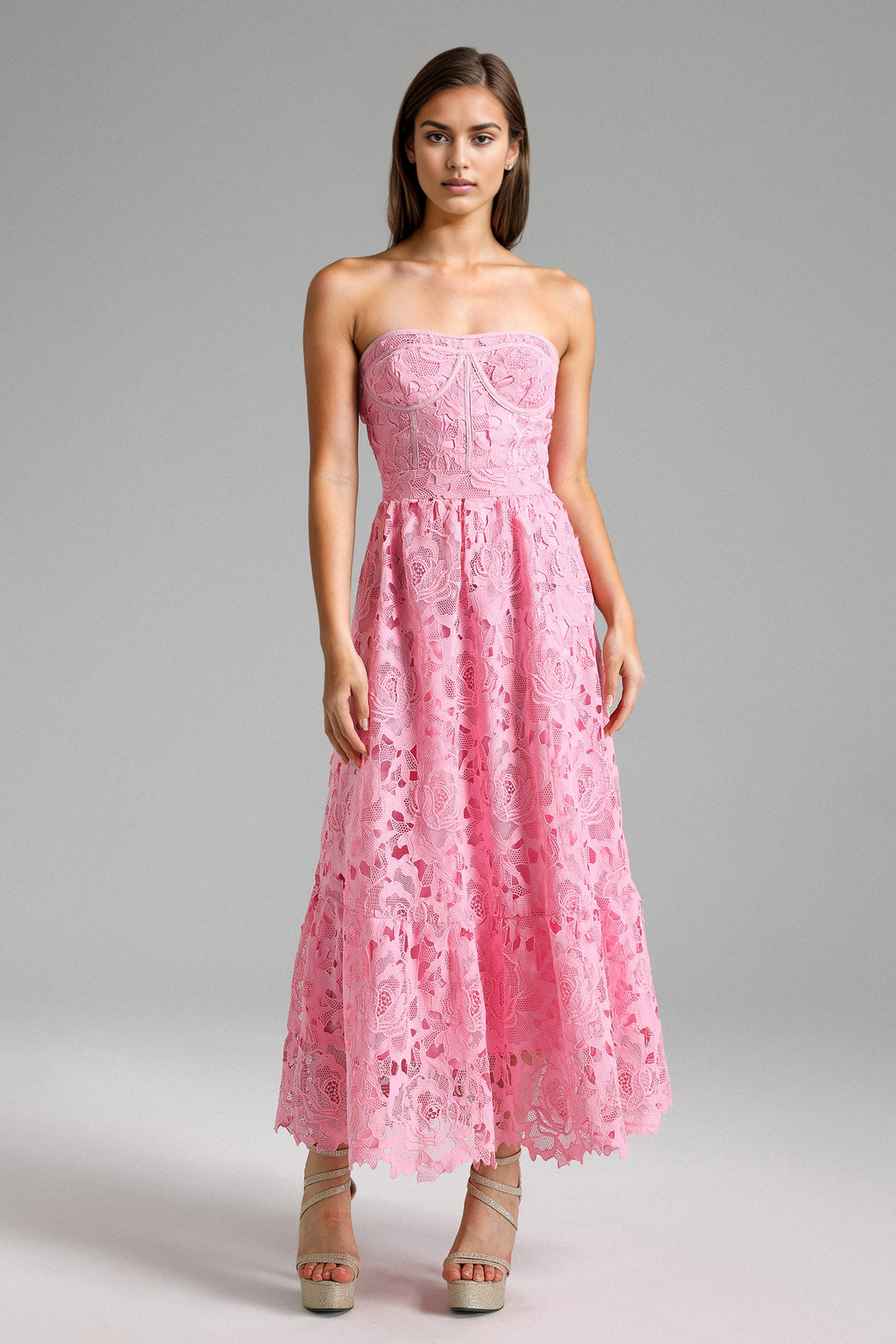 Flowering Girl Women Elio Lace Strapless Corset Maxi Dress