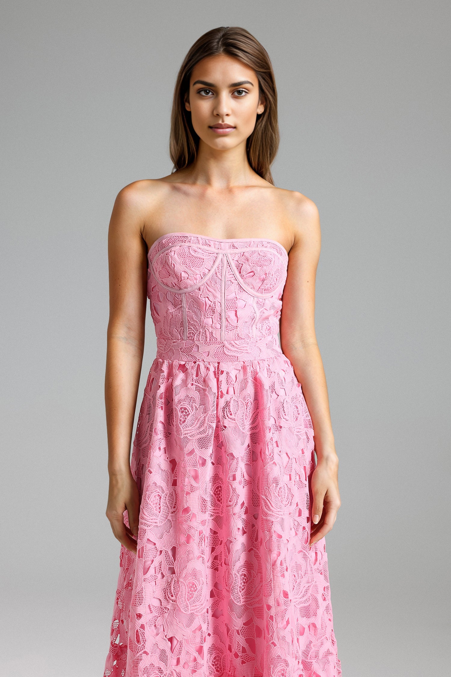 Flowering Girl Women Elio Lace Strapless Corset Maxi Dress
