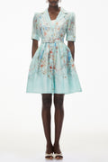 leila Mint Green Floral Print Mini shirt Dress