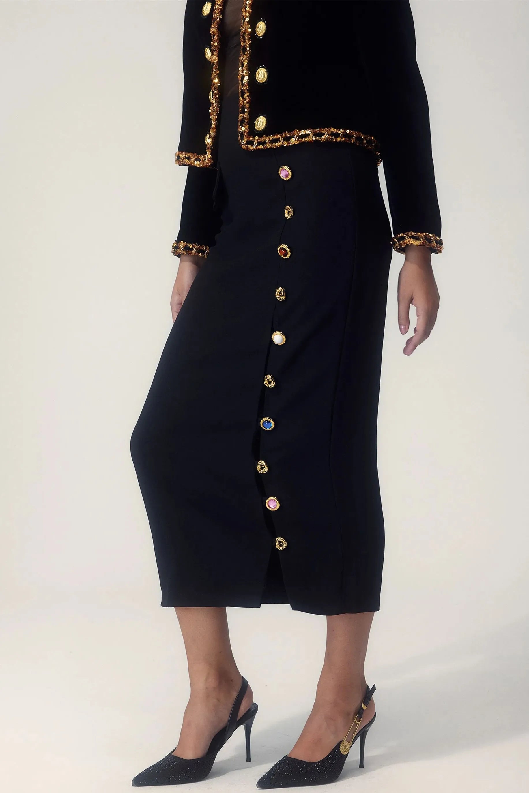Flowering Girl Women Ella Gem Button Down Pencil Midi Skirt