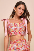 Pink Multi Metallic Tie-Strap Two-Piece Midi Dress