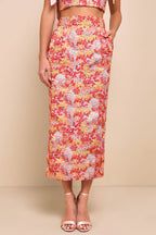 Flowering Girl Women Pink Multi Metallic Tie-Strap Two-Piece Midi Dress