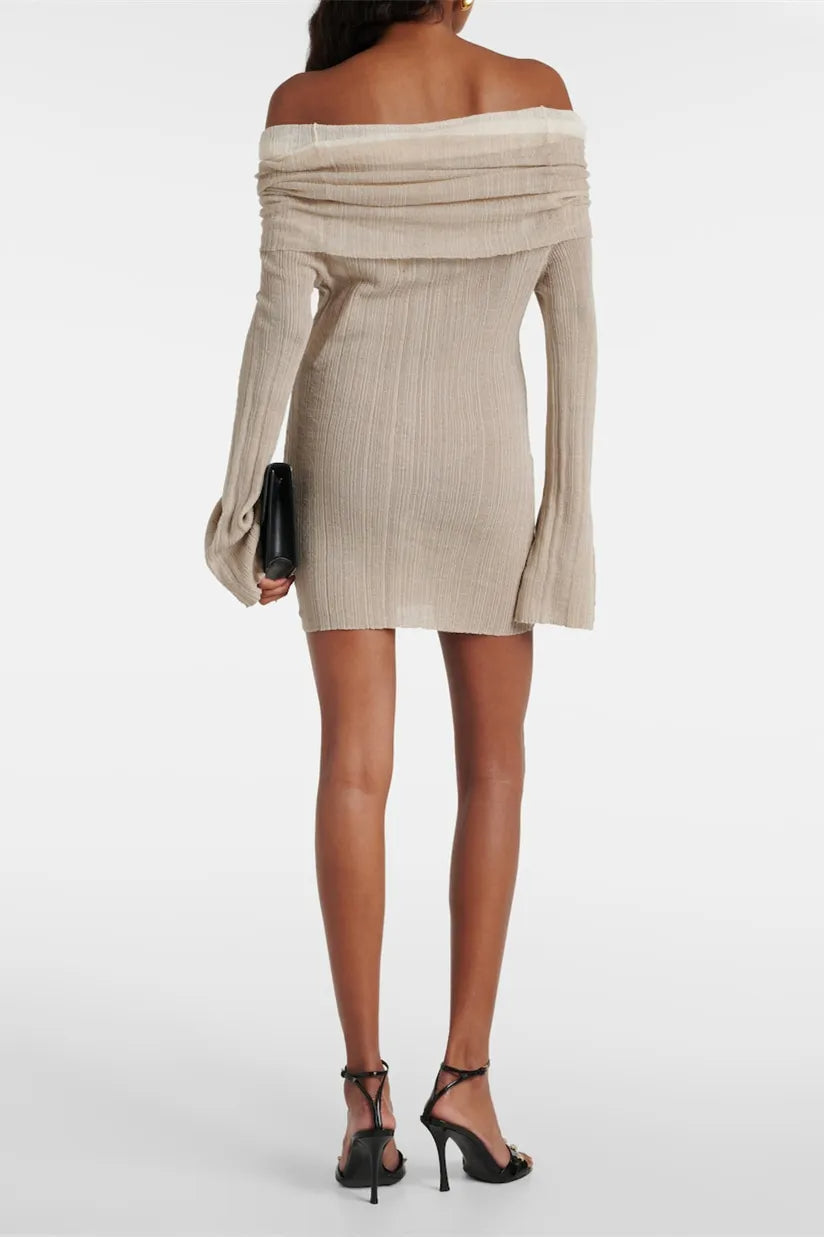 Flowering Girl Women Elma Off Shoulder Flared Knit Mini Dress