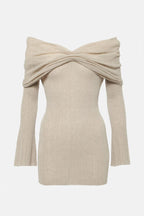 Flowering Girl Women Elma Off Shoulder Flared Knit Mini Dress