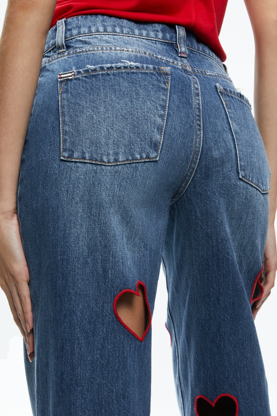Flowering Girl Women Elowen Heart Embroidered Cutout Jeans