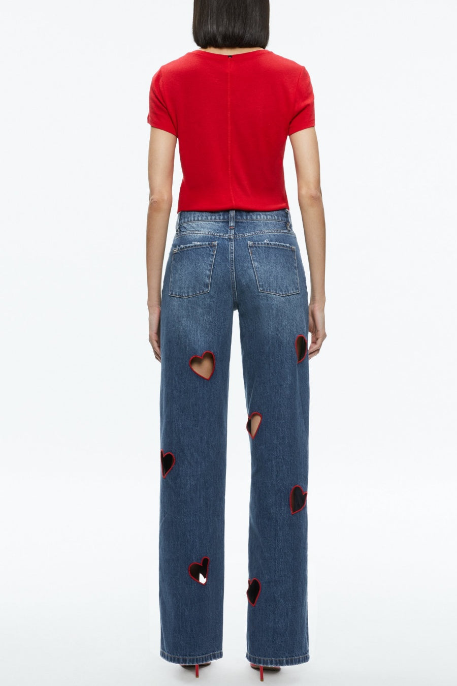 Flowering Girl Women Elowen Heart Embroidered Cutout Jeans