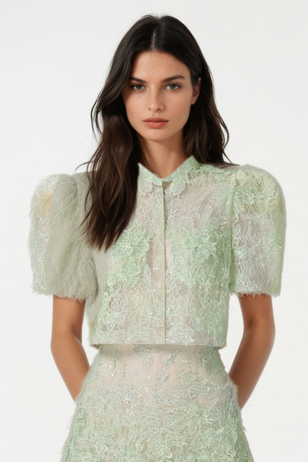 Flowering Girl Women Elsea Lace Top & Mini Skirt Set - Green