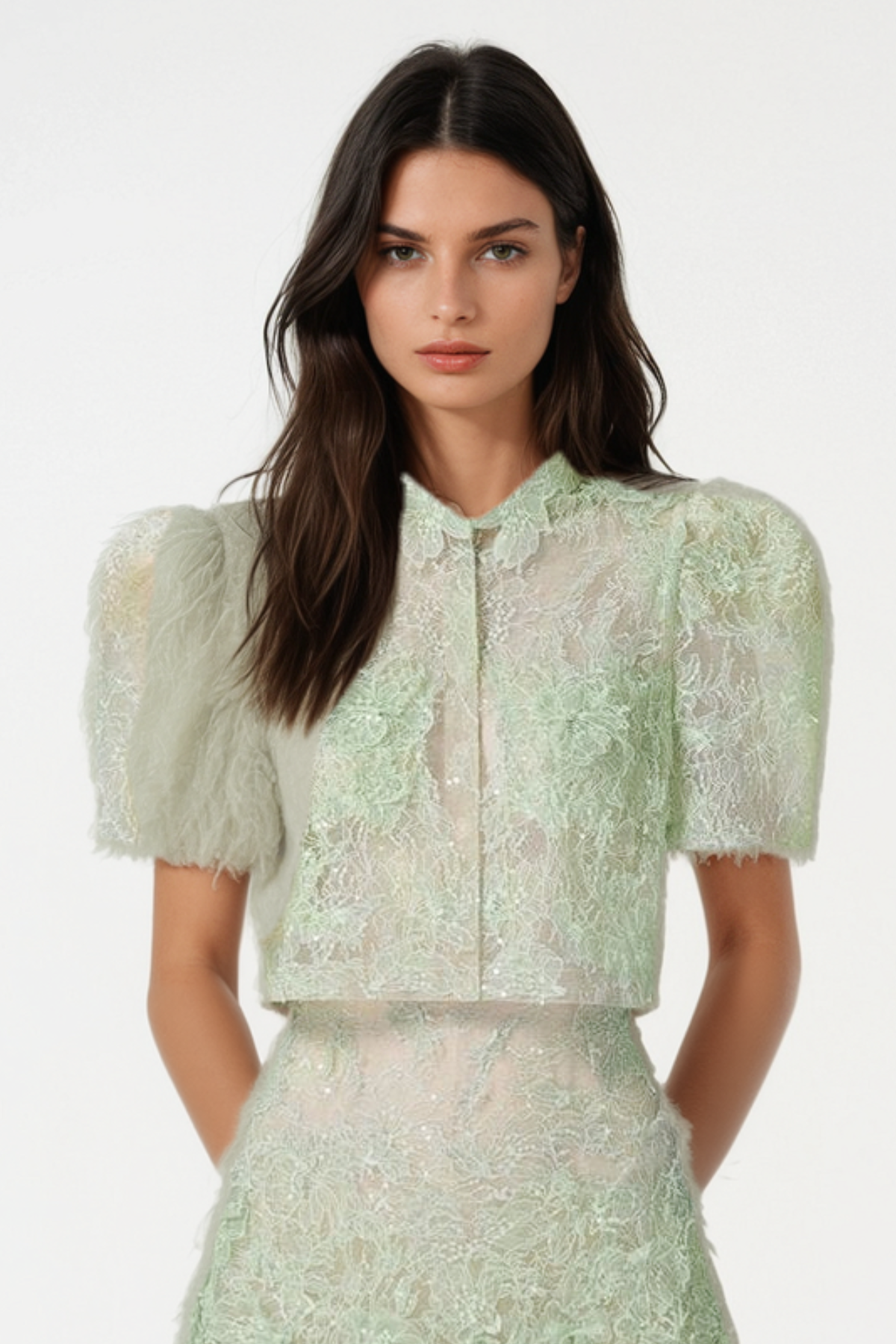 Flowering Girl Women Elsea Lace Top & Mini Skirt Set - Green
