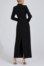 Flowering Girl Women nicola Diamond embellished long sleeve Maxi Dress - black