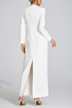 Flowering Girl Women nicola Diamond embellished long sleeve Maxi Dress - white