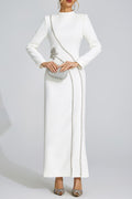 Flowering Girl Women nicola Diamond embellished long sleeve Maxi Dress - white