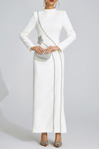 Flowering Girl Women nicola Diamond embellished long sleeve Maxi Dress - white