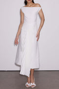 Flowering Girl Women Emanuele Asymmetric One Shoulder Ruch Midi Dress