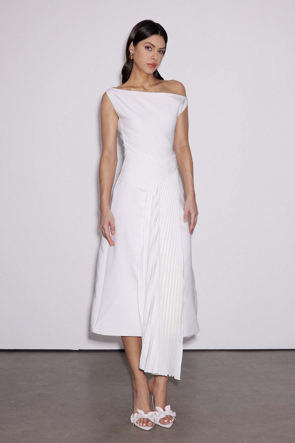 Flowering Girl Women Emanuele Asymmetric One Shoulder Ruch Midi Dress