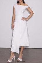 Flowering Girl Women Emanuele Asymmetric One Shoulder Ruch Midi Dress