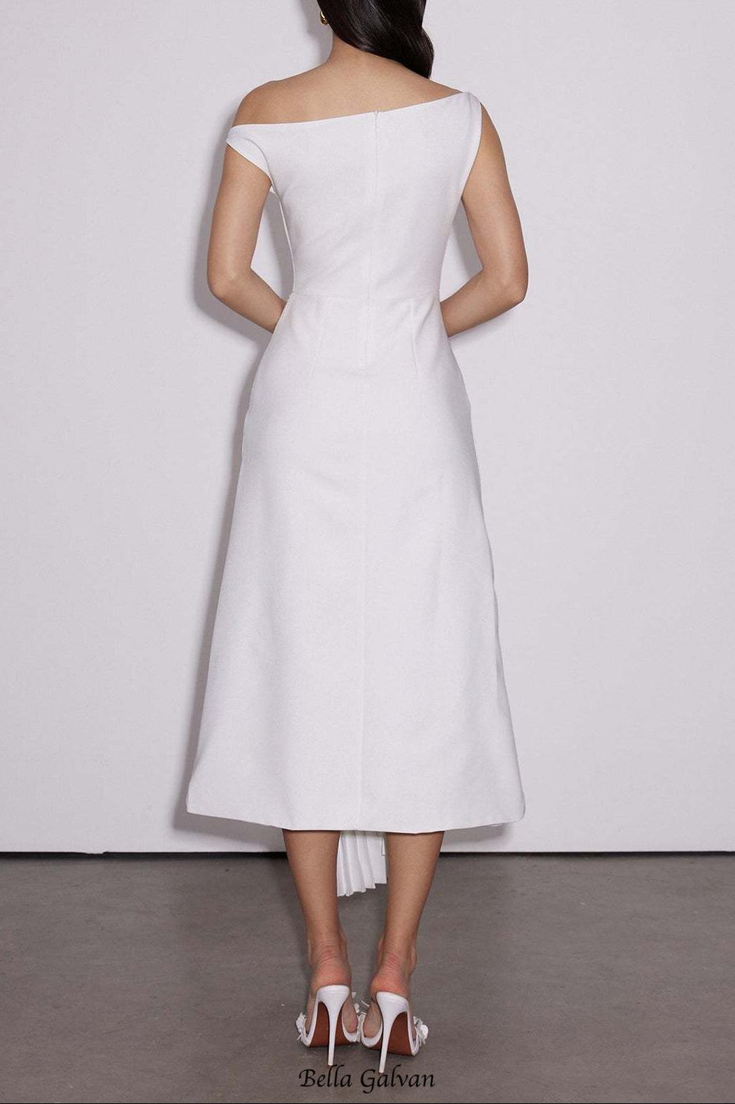 Flowering Girl Women Emanuele Asymmetric One Shoulder Ruch Midi Dress