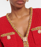 RED KNIT V NECK CARDIGAN