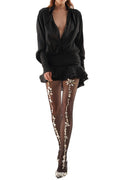 Flowering Girl Women Ember Ruched Ruffle Mini Dress - Black