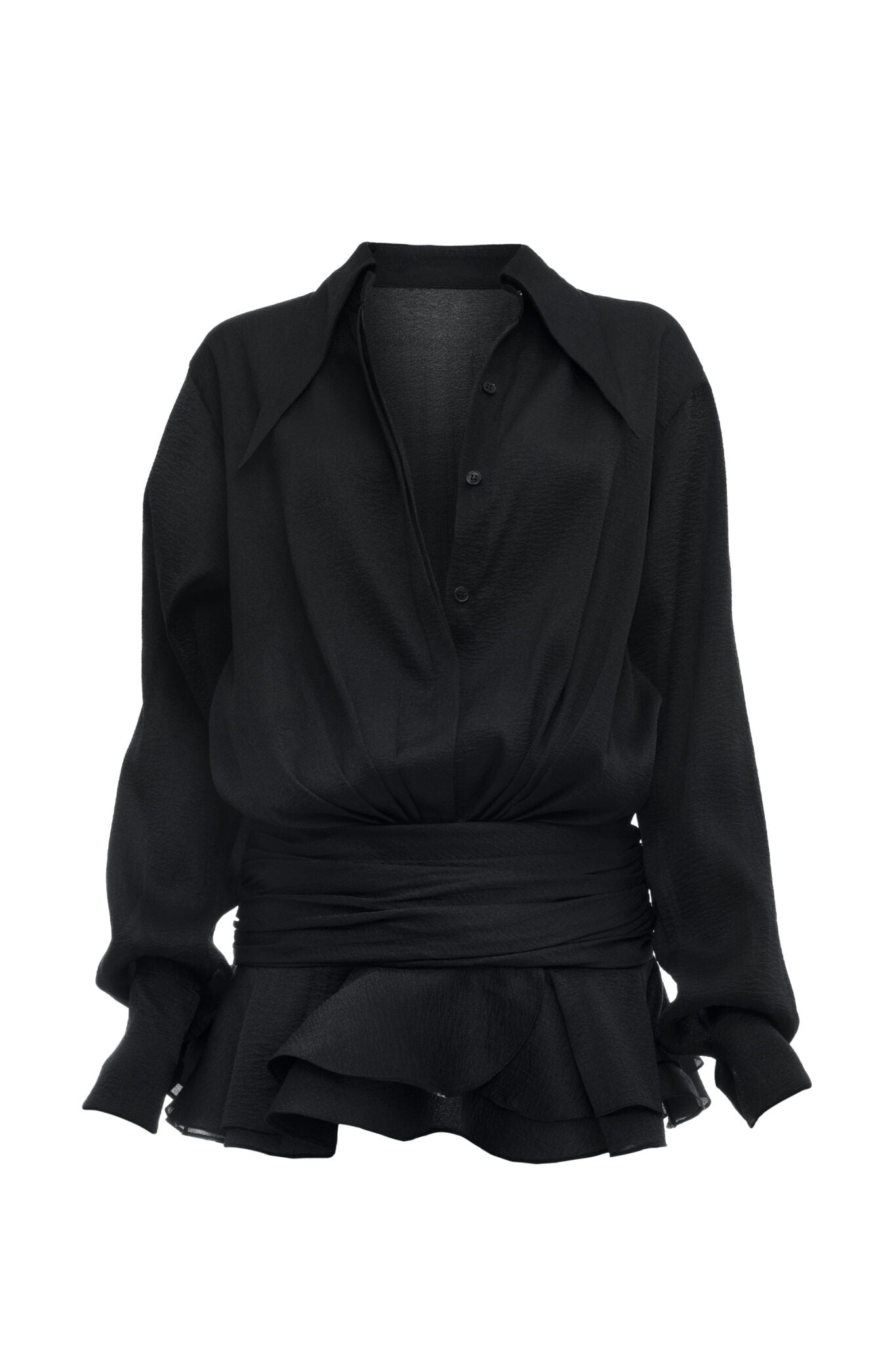 Flowering Girl Women Ember Ruched Ruffle Mini Dress - Black