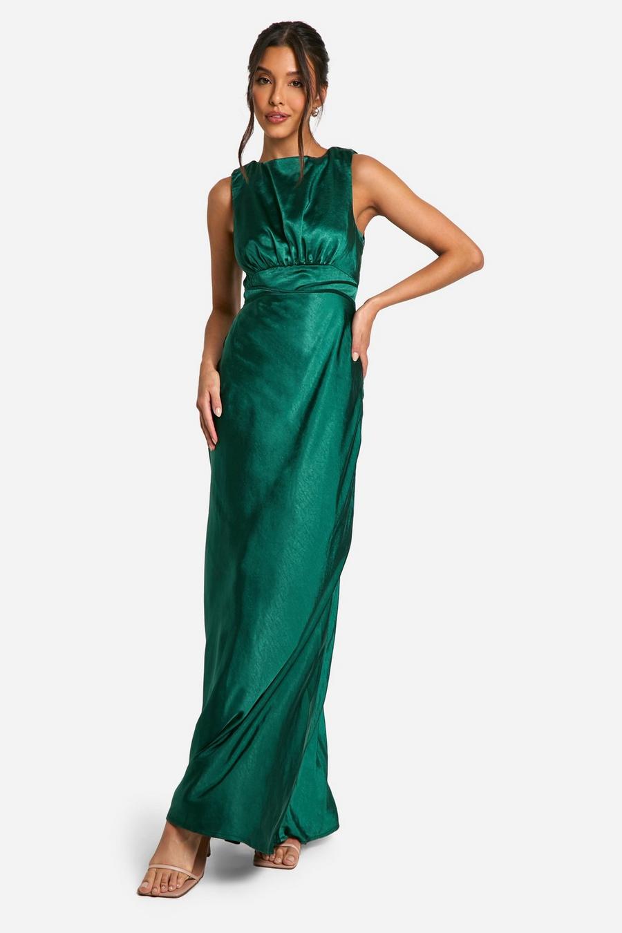 Flowering Girl Women Satin Cowl Back Maxi Dress In Green
