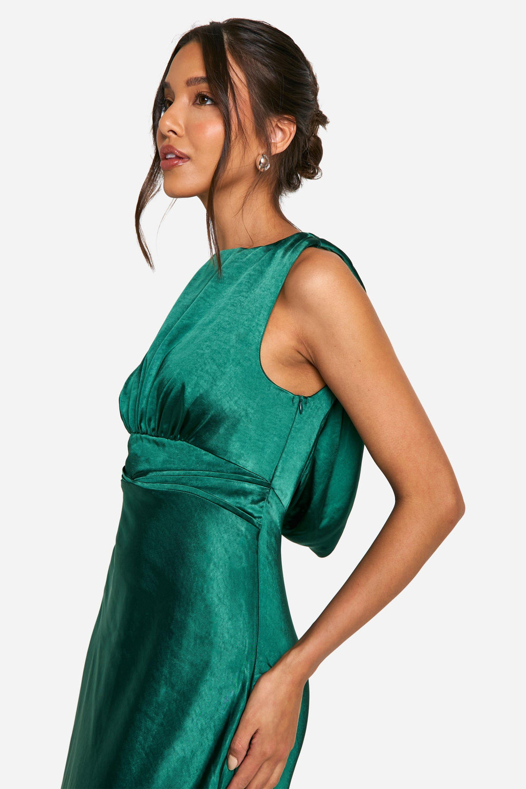 Flowering Girl Women Satin Cowl Back Maxi Dress In Green