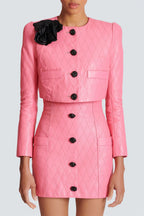 Flowering Girl Women Emory Leather Embellished Cropped Jacket