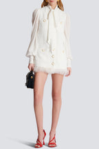 Flowering Girl Women Enid Bow-Detail Tweed Mini Dress
