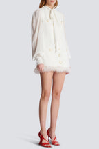 Flowering Girl Women Enid Bow-Detail Tweed Mini Dress