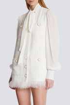 Flowering Girl Women Enid Bow-Detail Tweed Mini Dress