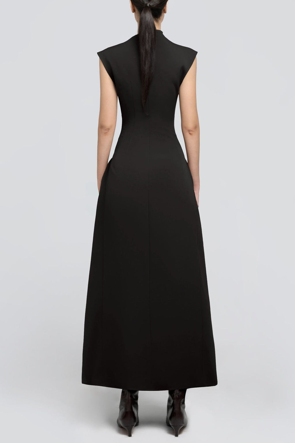 Flowering Girl Women Eorkone Symmetric Drapes Flared Midi Dress - Black
