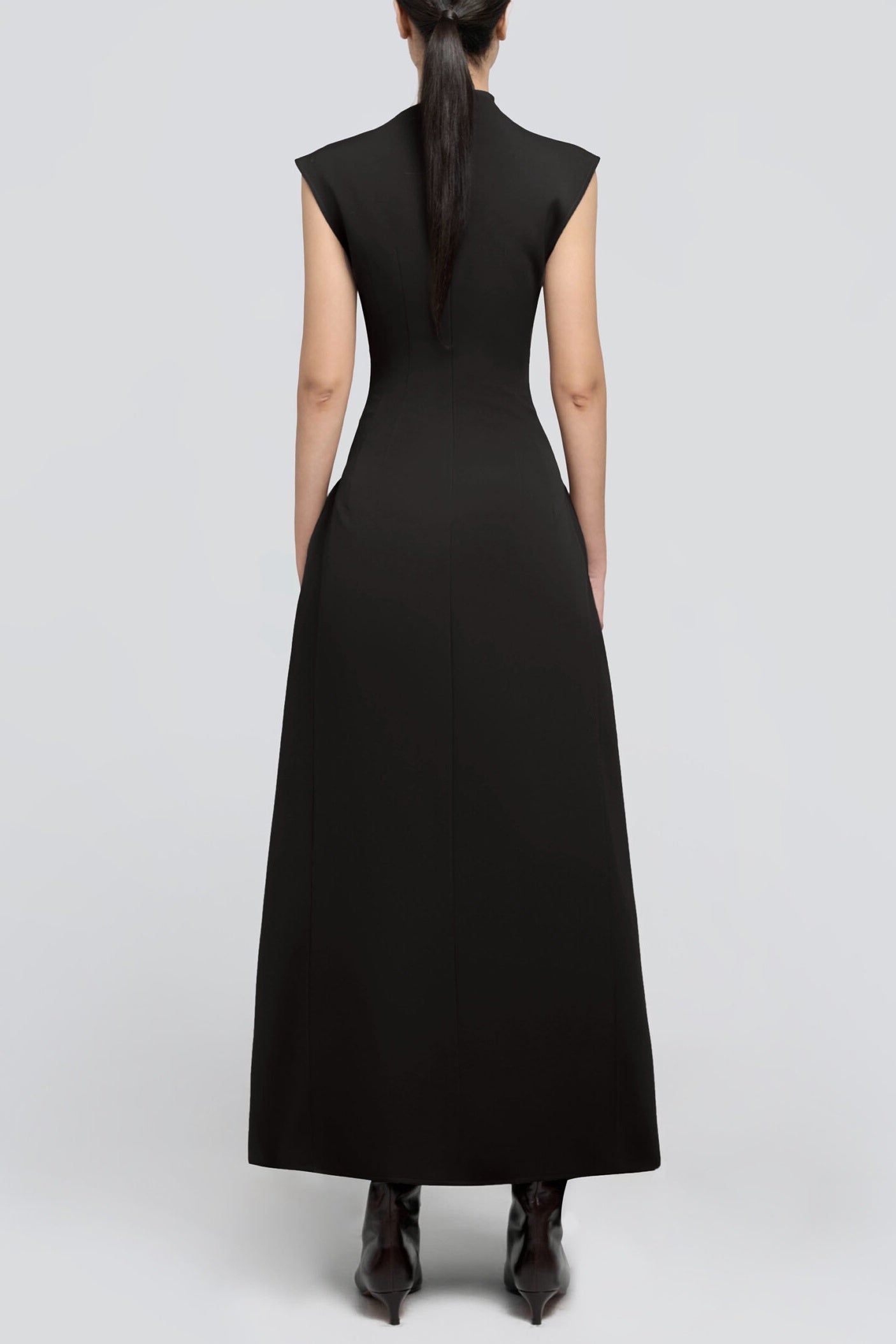Flowering Girl Women Eorkone Symmetric Drapes Flared Midi Dress - Black