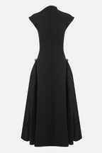 Flowering Girl Women Eorkone Symmetric Drapes Flared Midi Dress - Black