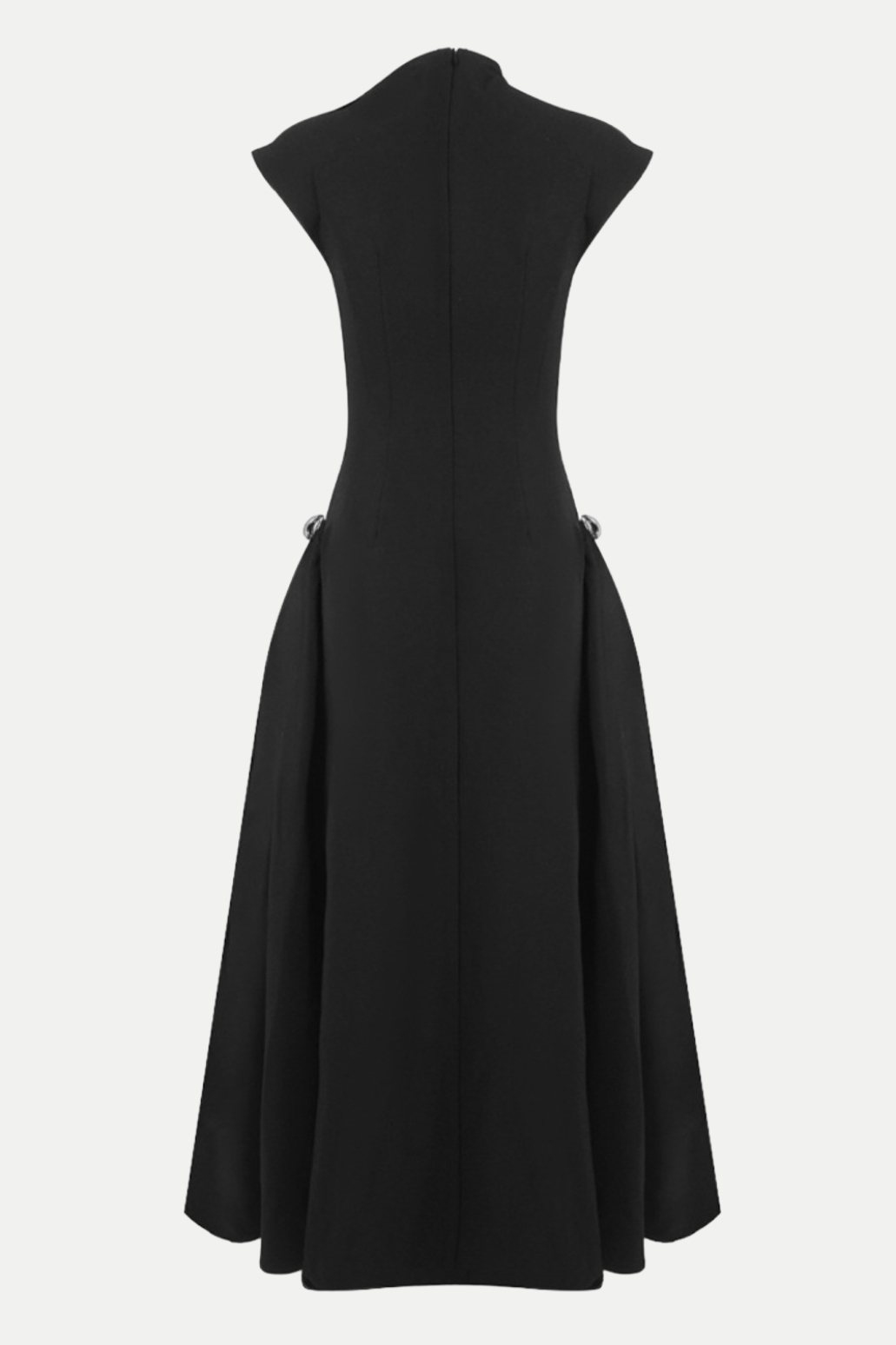 Flowering Girl Women Eorkone Symmetric Drapes Flared Midi Dress - Black