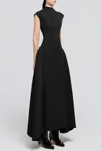 Flowering Girl Women Eorkone Symmetric Drapes Flared Midi Dress - Black