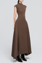 Flowering Girl Women Eorkone Symmetric Drapes Flared Midi Dress - Brown