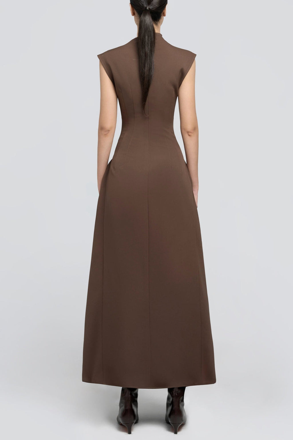Flowering Girl Women Eorkone Symmetric Drapes Flared Midi Dress - Brown