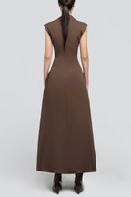 Flowering Girl Women Eorkone Symmetric Drapes Flared Midi Dress - Brown