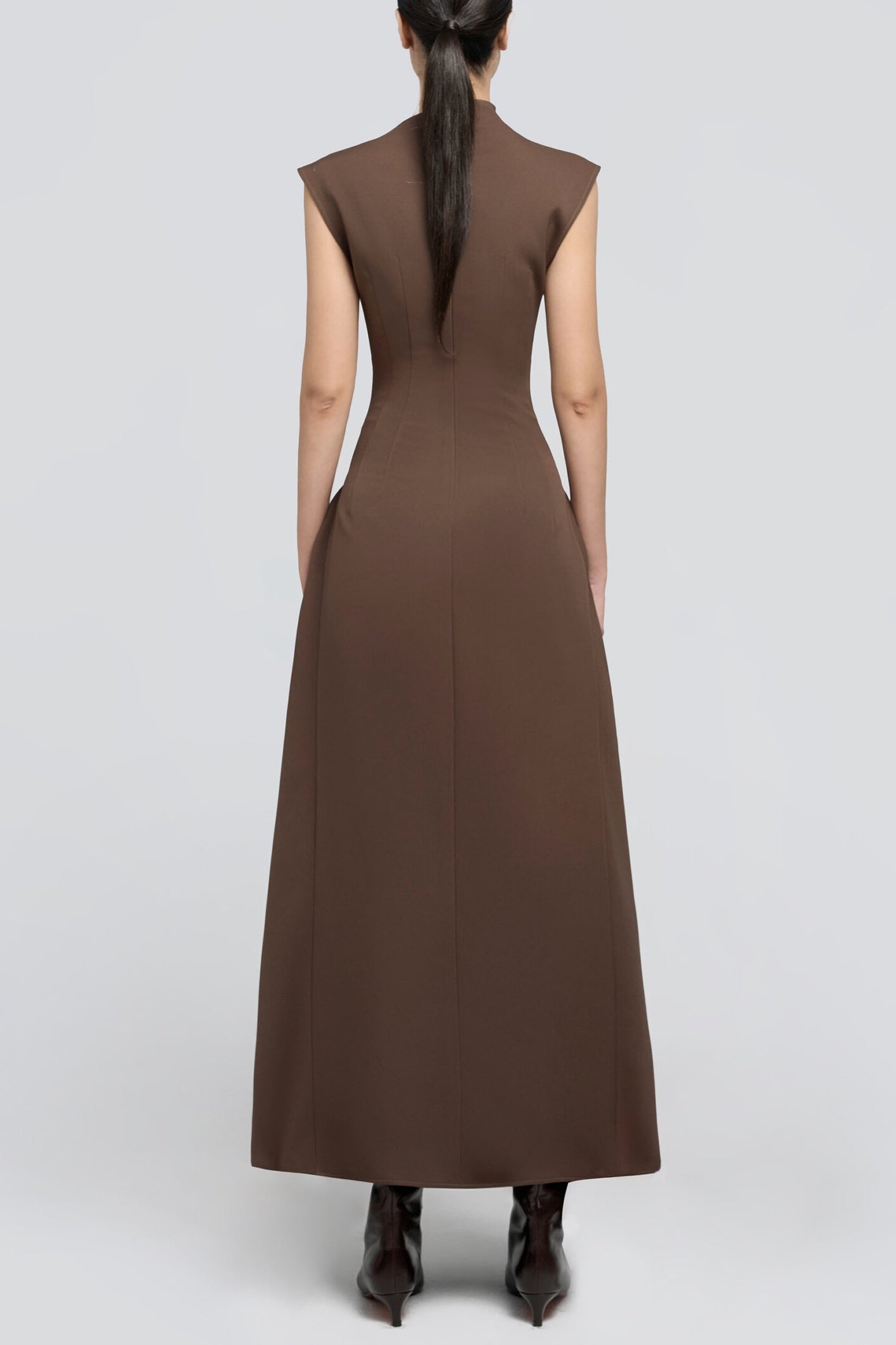 Flowering Girl Women Eorkone Symmetric Drapes Flared Midi Dress - Brown