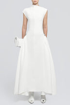 Flowering Girl Women Eorkone Symmetric Drapes Flared Midi Dress - White