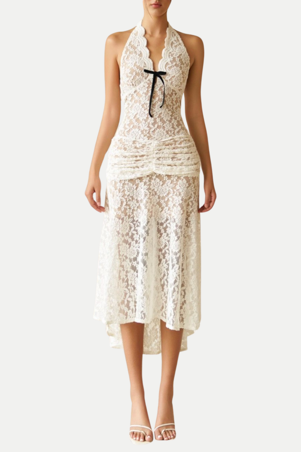 Flowering Girl Women Eorl Halter Lace Midi Dress
