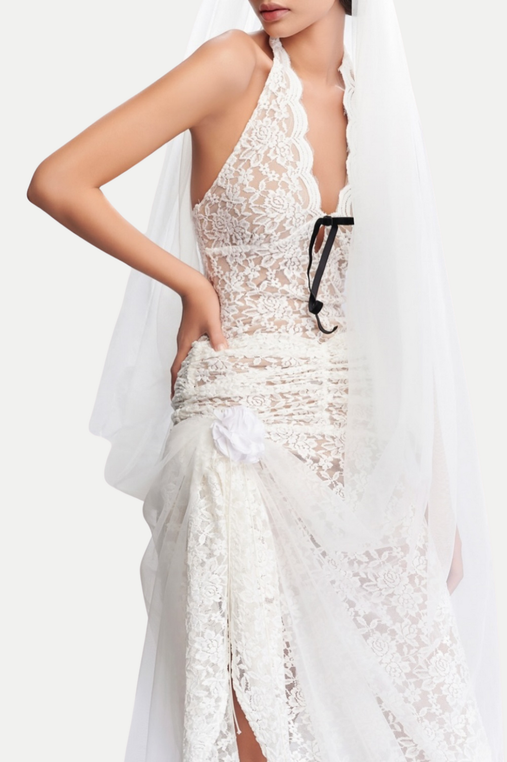 Flowering Girl Women Eorl Halter Lace Midi Dress